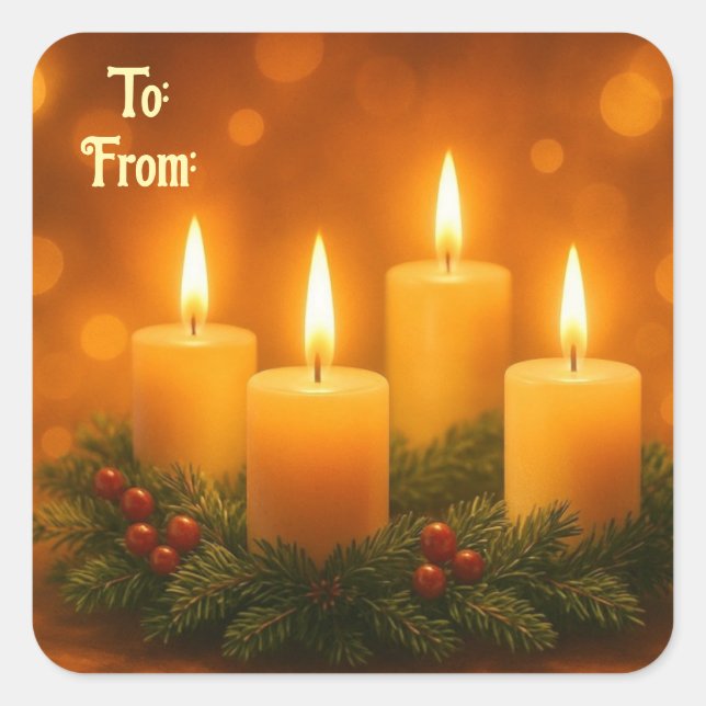 Hübscher Kerzen Weihnachtsgeschenk Aufkleber (Vorderseite)