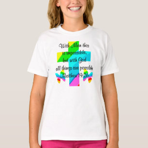 HÜBSCHER KREUZ UND RAINBOW-MATTHEW 19:26-DESIGN T-Shirt
