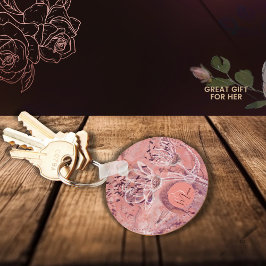 Hübscher Lachs Rosa Blume Schlüsselanhänger