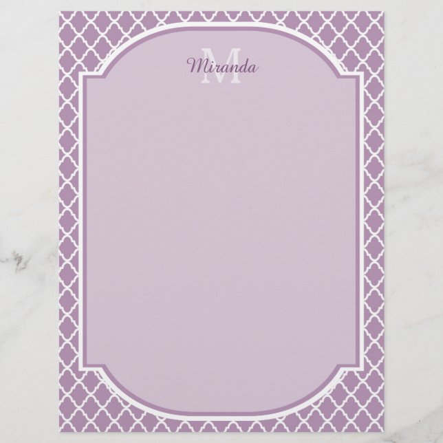 Hübscher Lavendel Lila Quatrefolie Mit Monogramm N (Vorderseite)
