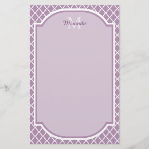 Hübscher Lavendel Lila Quatrefolie Mit Monogramm N Briefpapier