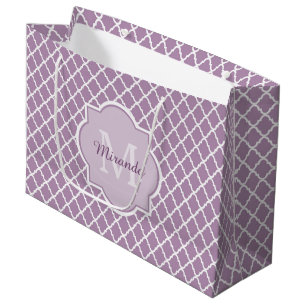 Hübscher Lavendel Lila Quatrefolie Mit Monogramm N Große Geschenktüte