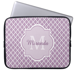 Hübscher Lavendel Lila Quatrefolie Mit Monogramm N Laptopschutzhülle