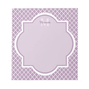Hübscher Lavendel Lila Quatrefolie Mit Monogramm N Notizblock
