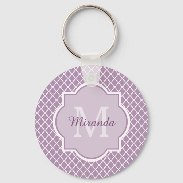 Hübscher Lavendel Lila Quatrefolie Mit Monogramm N Schlüsselanhänger (Vorderseite)
