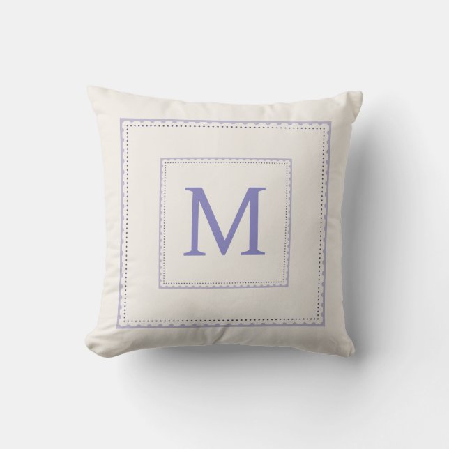 Hübscher Lavendel Monogram Kissen (Vorderseite)