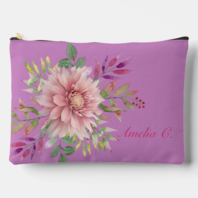 Hübscher Lavendel und rosa florale Kosmetiktüte Zubehörtasche (Vorderseite)