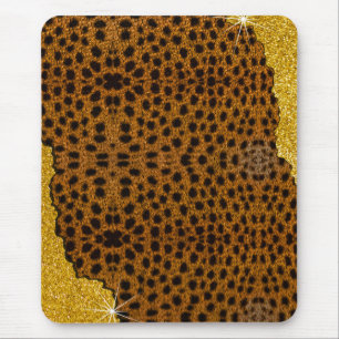 Hübscher Leder-Gepard-Tierdruck mit Glitter Mousepad