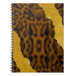 Hübscher Leder-Leopard-Tierdruck mit Glitter Notizblock