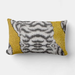 Hübscher Leder Weißer Tiger Tierdruck & Glitter Lendenkissen
