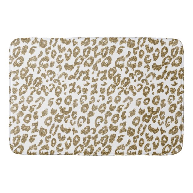 Hübscher Leopard Print Gold Glitzer Badematte (Vorderseite)