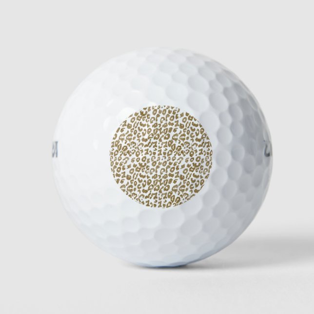 Hübscher Leopard Print Gold Glitzer Golfball (Vorderseite)