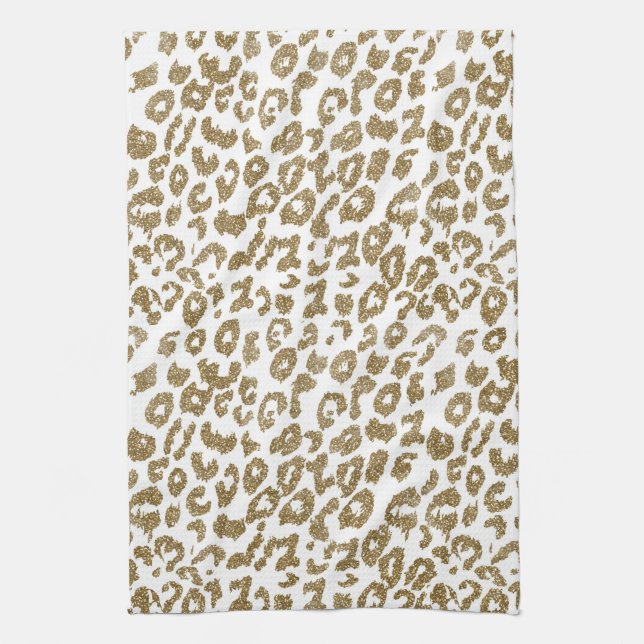 Hübscher Leopard Print Gold Glitzer Handtuch (Vertikal)