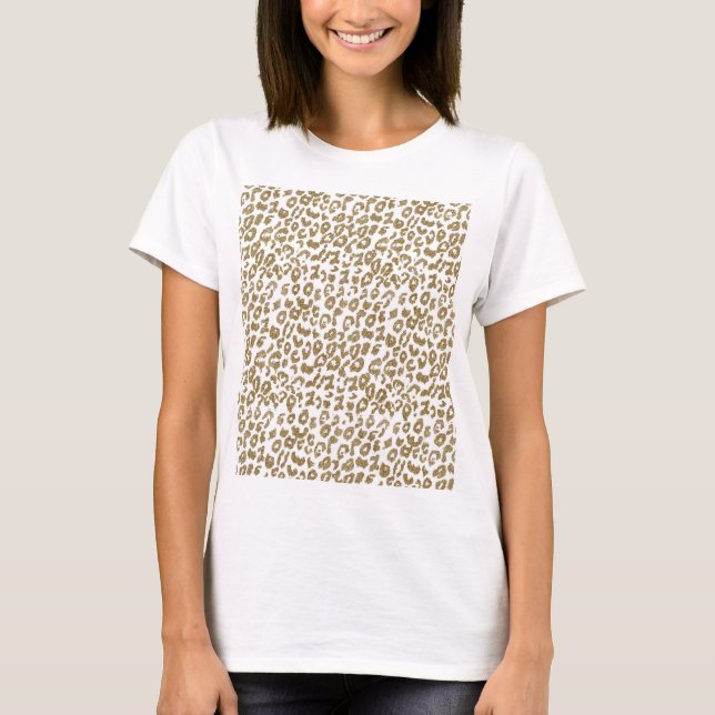 Hübscher Leopard Print Gold Glitzer T-Shirt (Vorderseite)