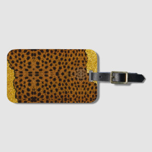 Hübscher Leoparden-Leder-Tierdruck mit Glitter Gepäckanhänger