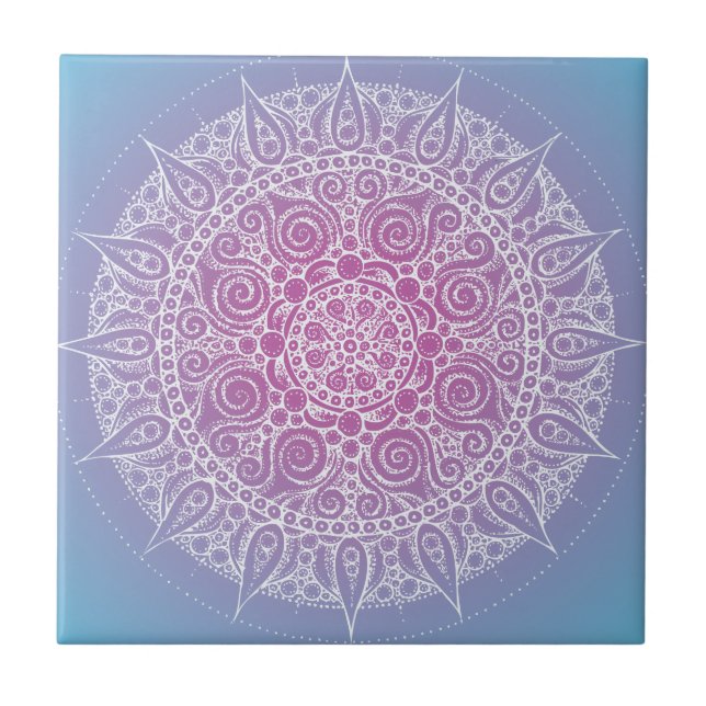 Hübscher lila/blauer orientalischer Entwurf Fliese (Vorderseite)