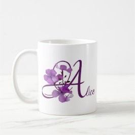 Hübscher lila blühender Name, niedlich Kaffeetasse