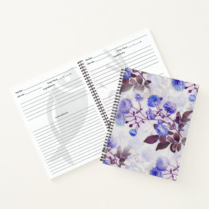 Hübscher lila Blumenaufdruck Notizbuch
