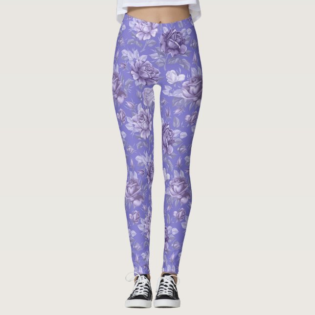 Hübscher Lila Blumenlavender Leggings (Vorderseite)