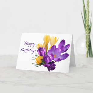 Hübscher lila Crocus Happy Geburtstagsblume Dankeskarte