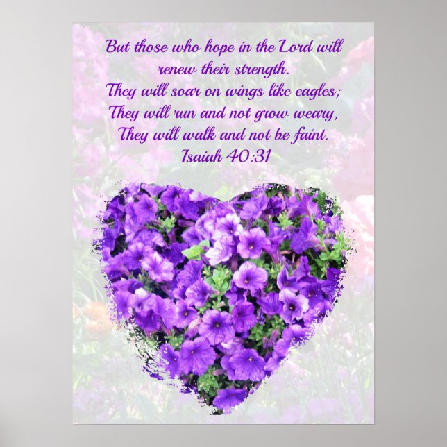 HÜBSCHER LILA FLORAL ISAIAH 40:31 VERSE ORIGINAL POSTER (Vorne)