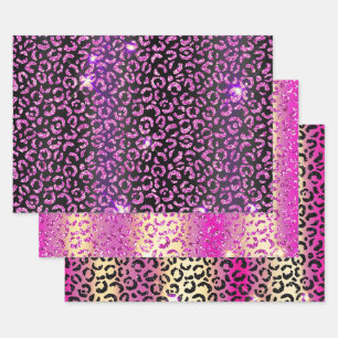 Hübscher Lila Leopard Geschenkpapier Set
