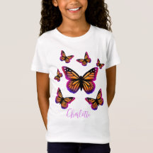 Hübscher lila Rosa-Blau-Oangebutterfisch T - Shirt