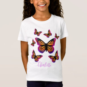 Hübscher lila Rosa-Blau-Oangebutterfisch T - Shirt
