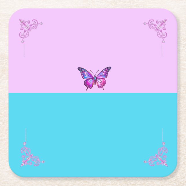 Hübscher Lila Schmetterling auf Pasteten Papier Un Rechteckiger Pappuntersetzer (Vorderseite)