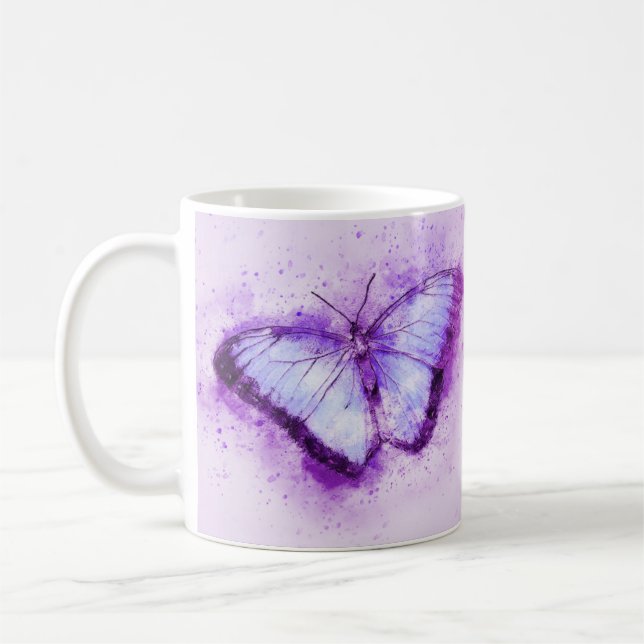 Hübscher lila Schmetterling  Kaffeetasse (Links)