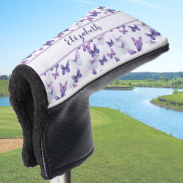 Hübscher lila Schmetterling mit individuelle Name Golf Headcover