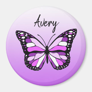 Hübscher Lila Schmetterling Personalisierter Name Magnet