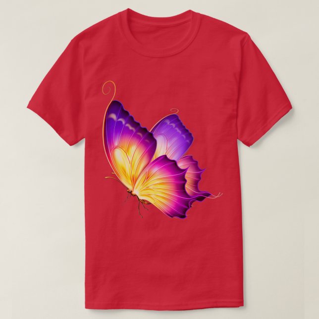 Hübscher Lila Schmetterling T-Shirt (Design vorne)