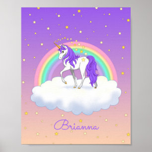 Hübscher Lila Süße Träume Regenbogen Einhorn Poster