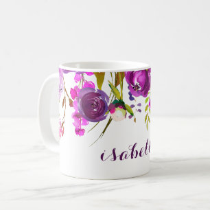 Hübscher lila Watercolor-Blumenschale Tasse