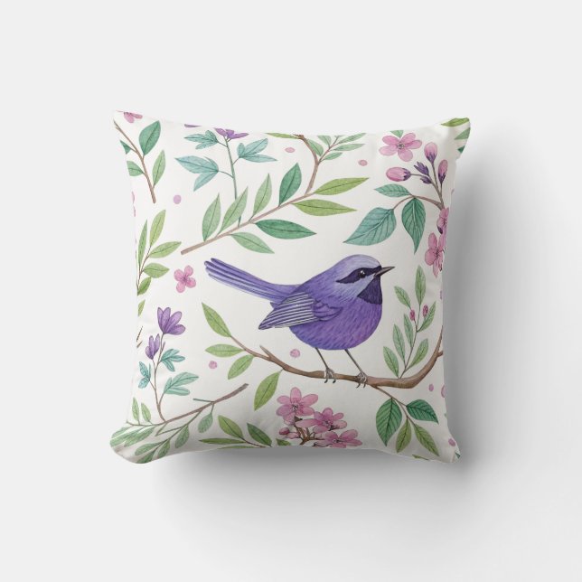 Hübscher Lila Wren Accent Throw Pillow Square Kissen (Vorderseite)