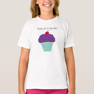 Hübscher Lila Zuckerguss Cherry Cupcake Girls Shir T-Shirt