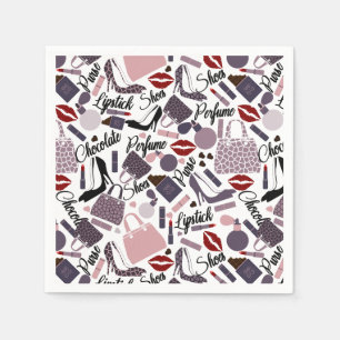 Hübscher Lipstick, Parfüm-, Lutsch- und Schuhmuste Serviette