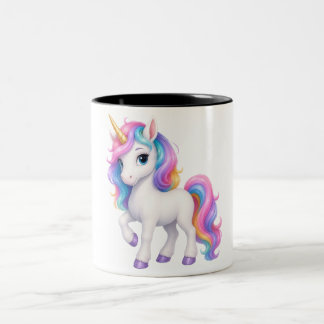 Hübscher magischer Regenbogen-Einhorn-Kaffeebecher Zweifarbige Tasse