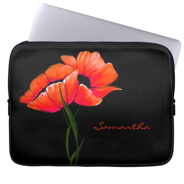 Hübscher Mandarine-Mohnblumen-Laptop-Kasten Laptopschutzhülle (Vorderseite)