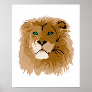 hübscher männlicher Löwe mit blauen Augen Poster