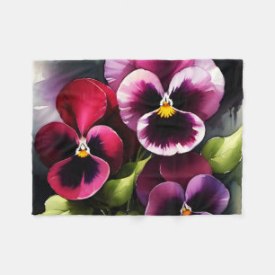 Hübscher Marondaek rote Stiefmütterchen Aquarellma Fleecedecke