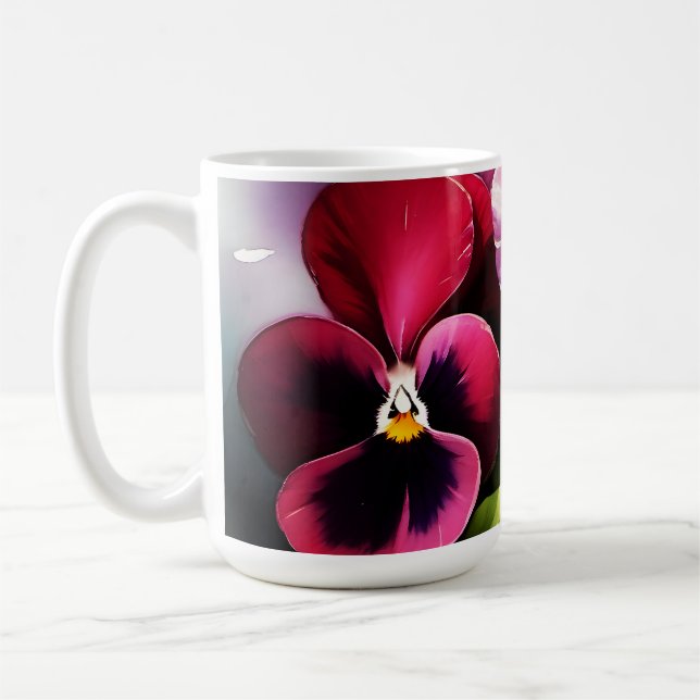 Hübscher Marondaek rote Stiefmütterchen Aquarellma Kaffeetasse (Links)