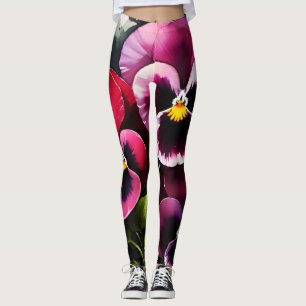 Hübscher Marondaek rote Stiefmütterchen Aquarellma Leggings
