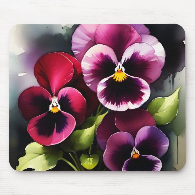 Hübscher Marondaek rote Stiefmütterchen Aquarellma Mousepad (Vorne)