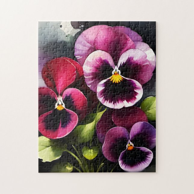 Hübscher Marondaek rote Stiefmütterchen Aquarellma Puzzle (Vertikal)