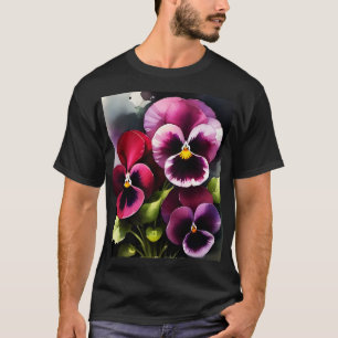 Hübscher Marondaek rote Stiefmütterchen Aquarellma T-Shirt