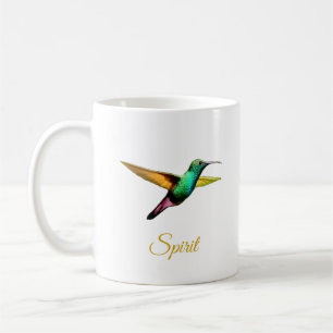 Hübscher mehrfarbiger Kolibri und Kalligrafie Kaffeetasse