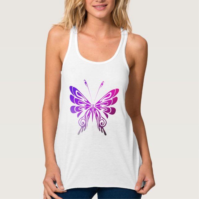 Hübscher, mehrfarbiger Schmetterling Tank Top (Vorderseite)