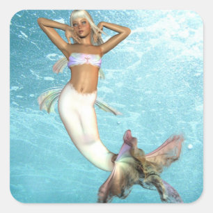 Hübscher Mermaid-Sticker Quadratischer Aufkleber
